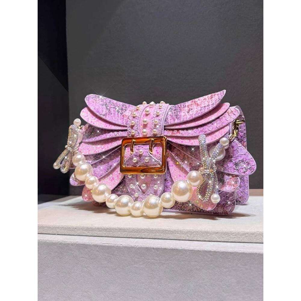 Designer Bags Designer Brand New Pearl Rivet Wings Rhinestone Acrylic Chain Handbag Shoulder Crossbags For Women Hot Selling