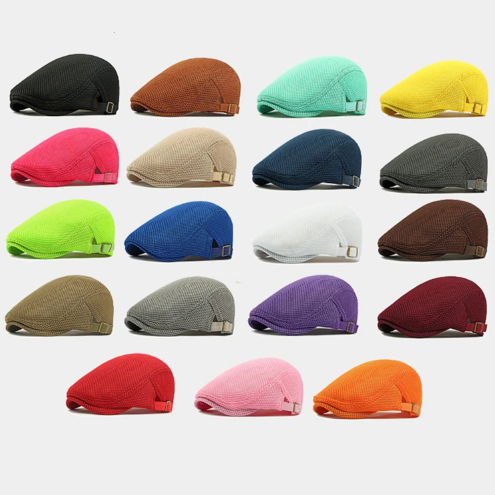 HT4775 Beret Cap Spring Summer Mesh Cap Breathable Sun Hat Women Artist Painter Beret Hat Male Female Ivy Flat Cap Mens Berets 251029