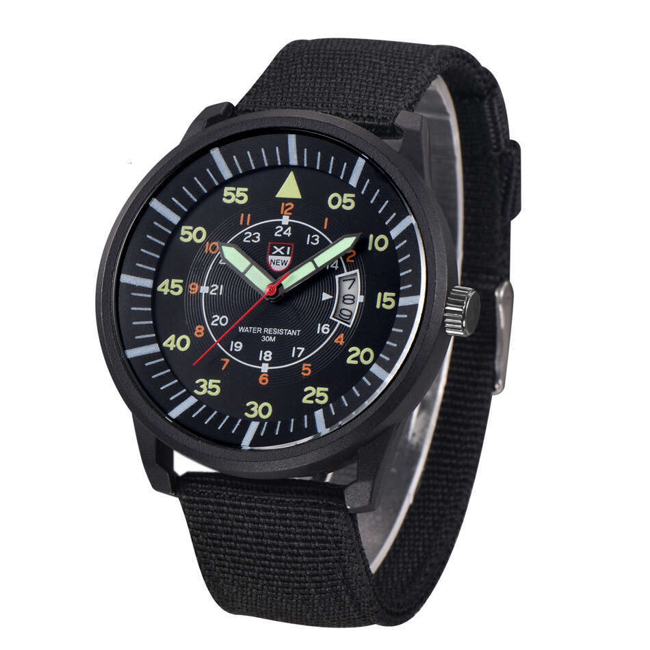Men's New Fashion Nylon Strap Gift Military Calendar Luminous Quartz Watch for Men