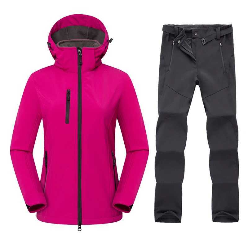 Autumn Winter Women Camping Jacket Trekking Pants Thermal Waterproof Fleece Softshell Hiking Ski Suit Outdoor Sports Tracksuit J251029