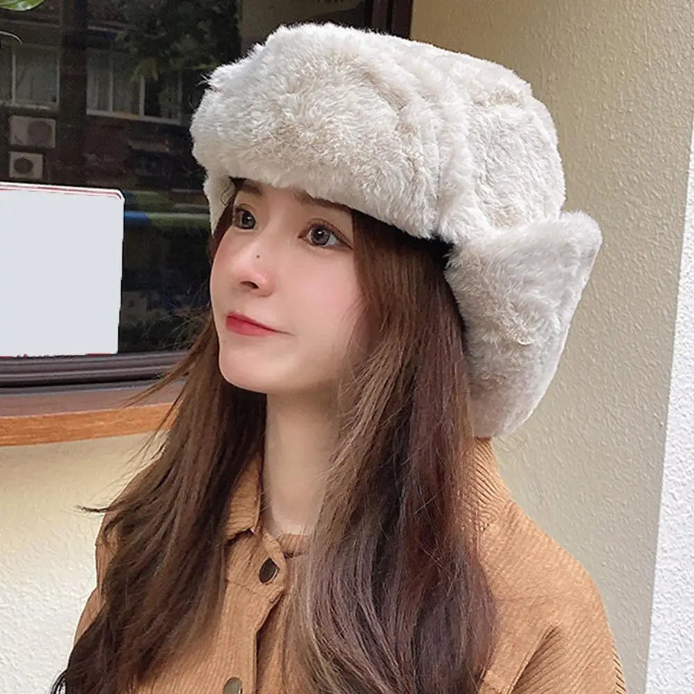 Womens Winter Adjustable Thickened Warm Beanie Russian Caps Korean Fashion Ushanka Earflap Pilot Hat Womens Trend Bomber Hat 251029