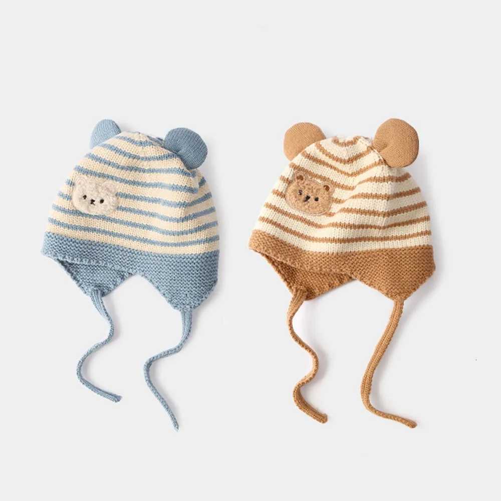 02 Year Baby Wool Hat Cute Bear Ear Protection Hat Children Winter Thickened Warm Knitted Korean Version of The Baby Hat251028