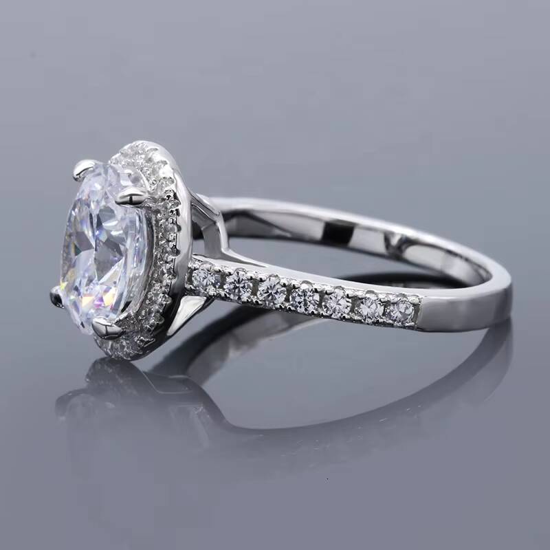2ct Oval Stone Ring Sterling Silver 925 Gold Plated Rings VVS Moissanite Excellent Cut Oval Moissanite Ring for Gift