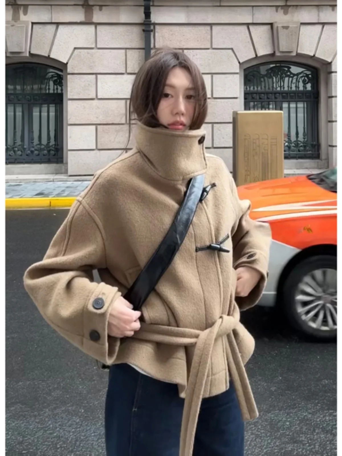 ort Woolen Coat Womens 2025 Autumn Winter HighEnd Feeling Buttoned Outerwear Korean Sle Small Size Thiened Long S 251029