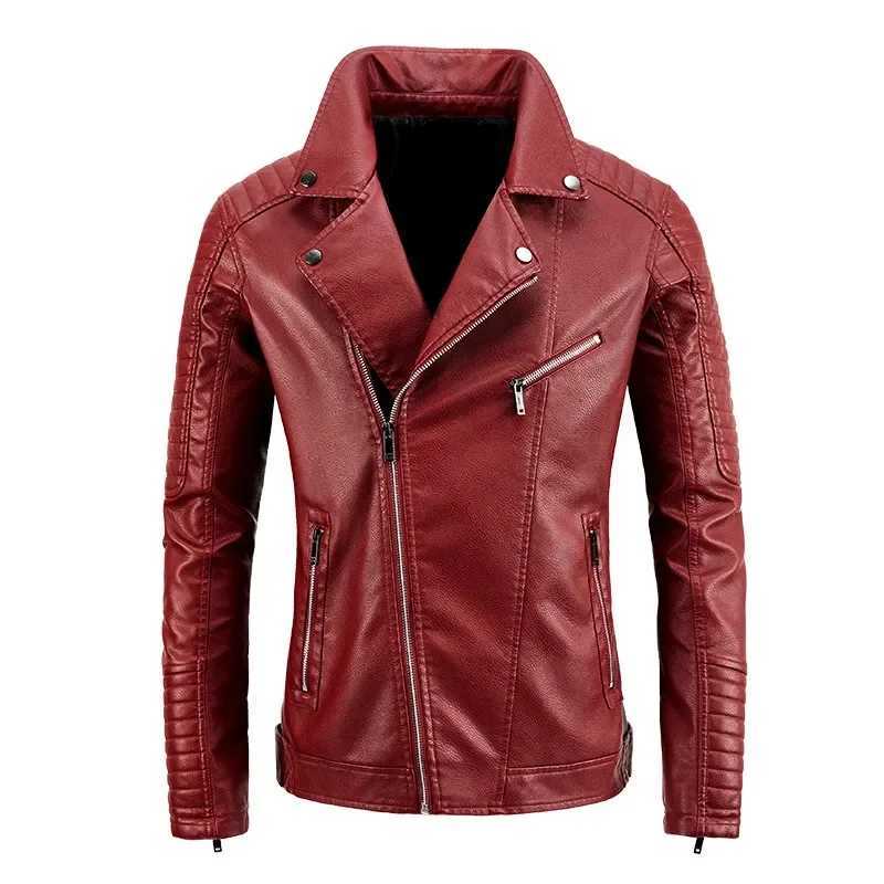 Men Oblique Zipper Motorcycle Jacket Steampunk Motorcycle PU Leahter Jakette Homme Vintage Men Street Windbreaker Biker OvercoatT251029