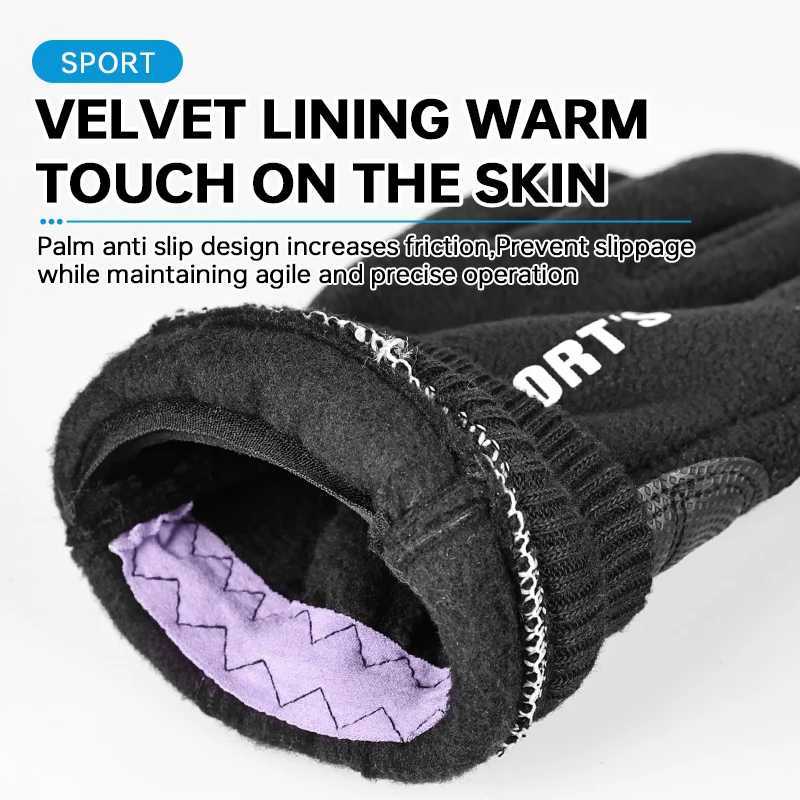 Winter Thermal Cycling Gloves For Men Touch Screen Nonslip Windproof Bicycle Motorcycle Gloves Outdoor Polar Fleece Ski Gloves J251029