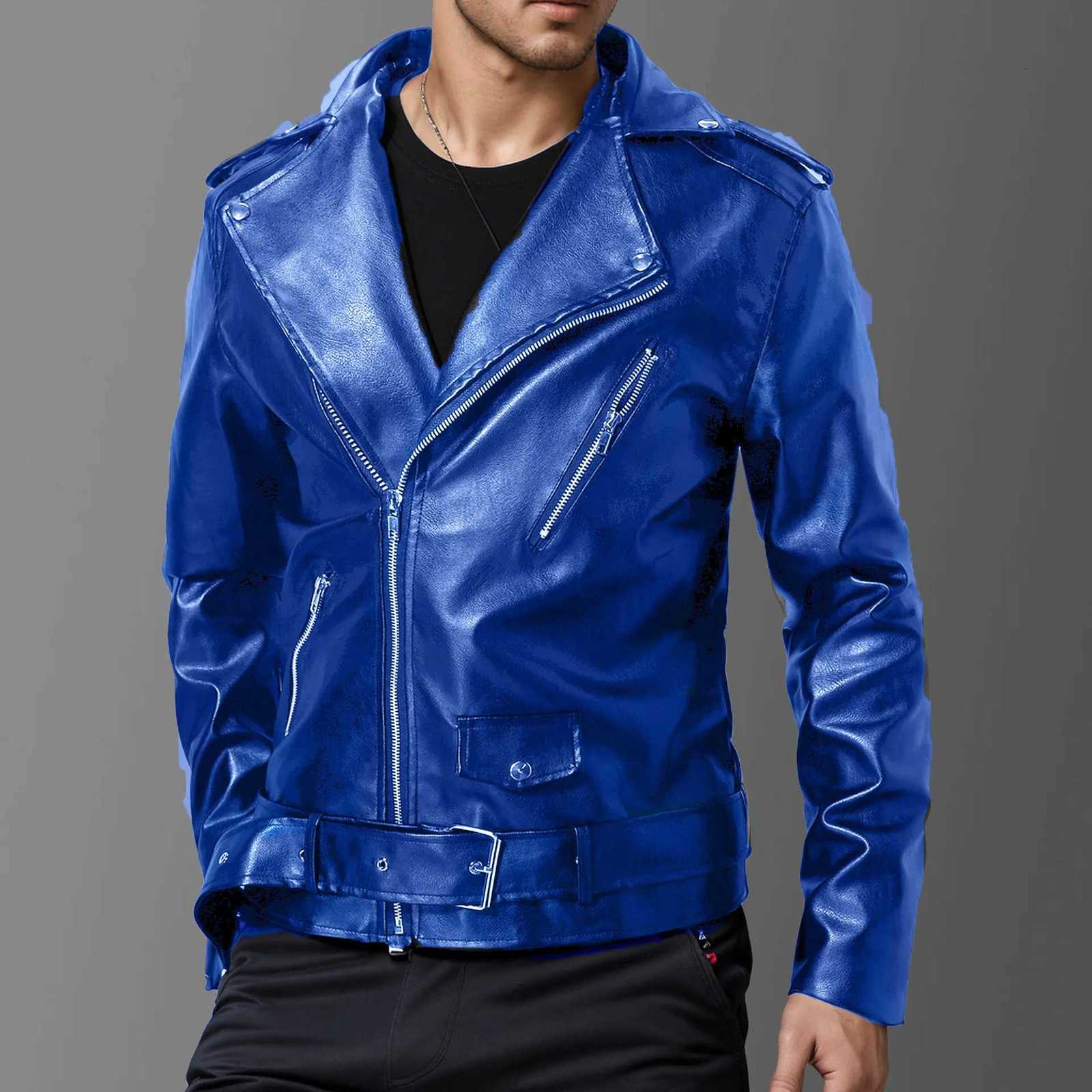 Autumn and winter new mens highquality slim fit lapel sloping leather jacket British fashion motorcycle suit leather jacketT251029