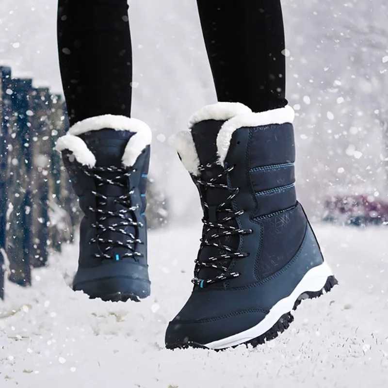 Women Boots Waterproof Heels Boots For Winter 2023 Tren Platform Ankle Boots Keep Warm Snow Shoes Plush Outdoor Short Boots Z251029