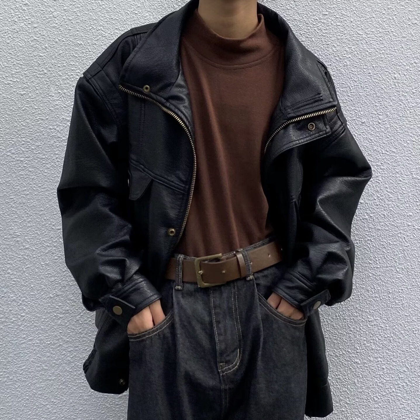 Motorcycle Soft Leather Jacket Men Designer Jacket American Style PU Leather Jacket Thickened Short Autumn Winter High-end Pilot Jacket