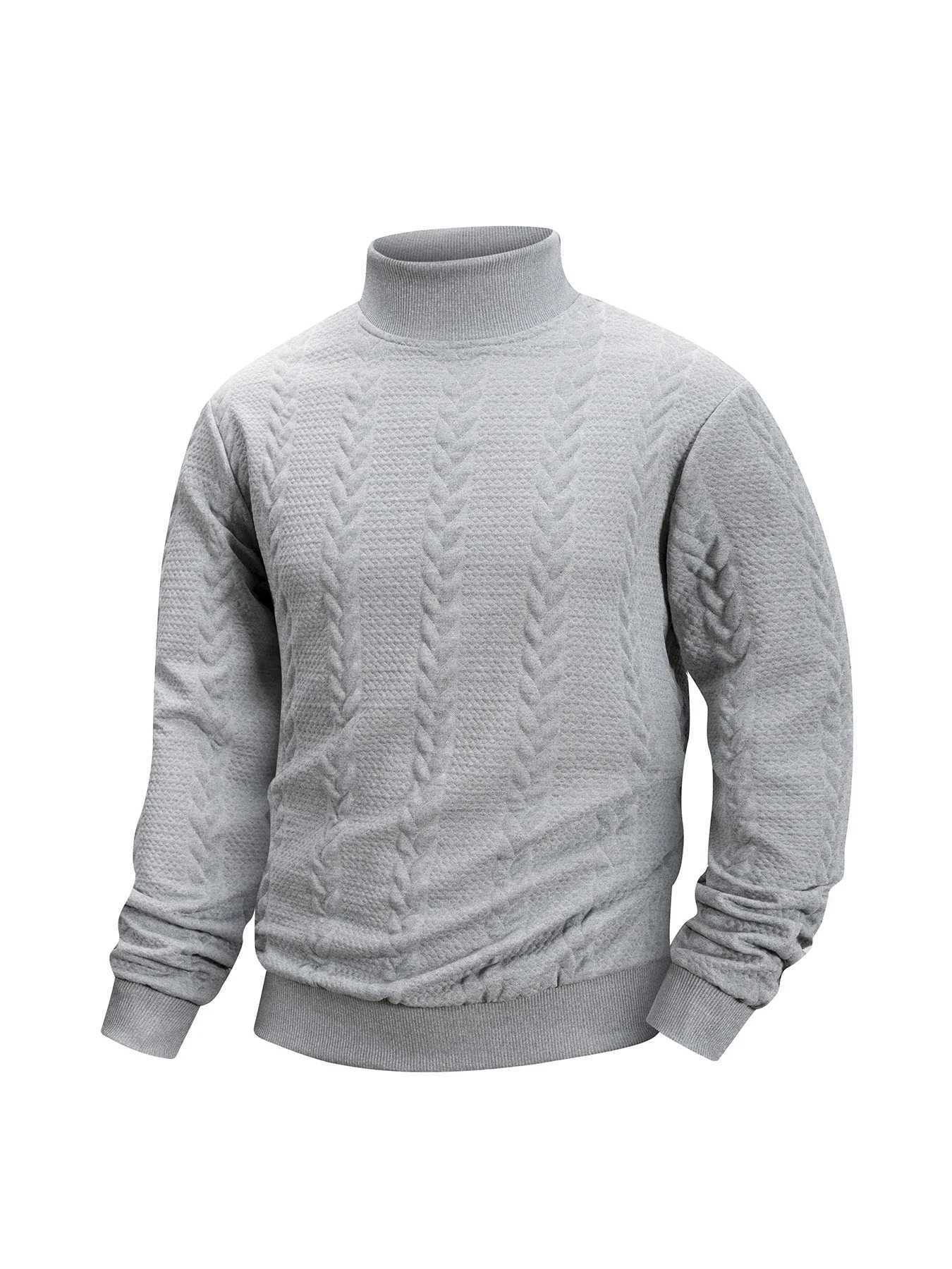 Autumn Casual Long Sleeve Pullover Turtleneck for Old Money Style Solid Color Knitted Jacquard Round Neck Sweater Male Clothing J251029