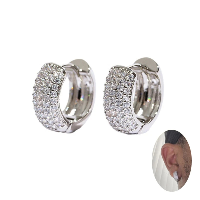 Zirconia Pave Hoop Earrings Women Men Unisex Earrings Hip Hop Party Jewelry Bridal Wedding Accessories Gift 251028