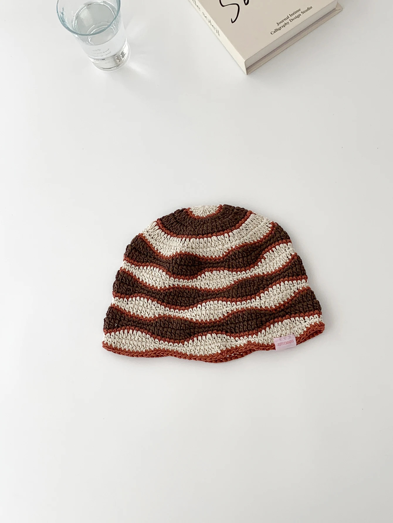 Retro Stripesd Handmade Knitted Hat Dopamine Colorfulful Cut Out Fisherman Hat Womens Trendy FaceShowing Small Hat Woolen Hat 251029
