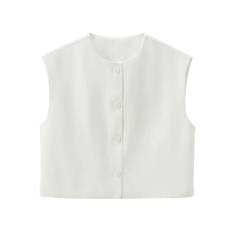 MUJER Red Sleeveless Vest Woman Button Black White Cropped Vest Women Summer Casual Short Coats Waistcoat Womens Fashion Vests 251029