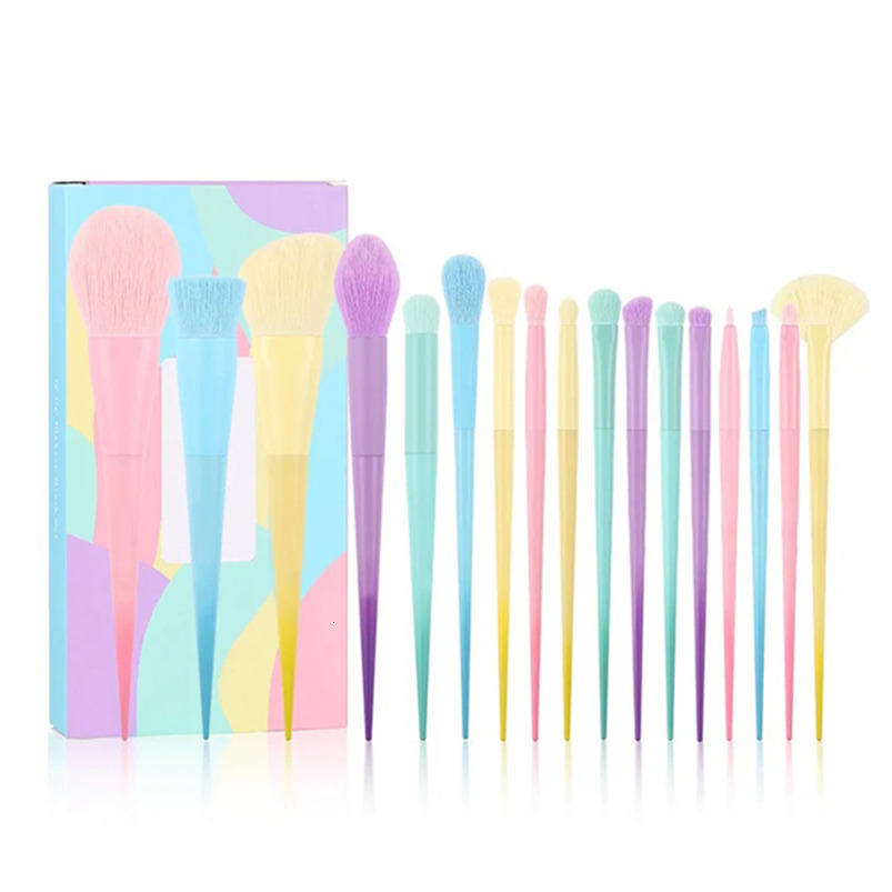17-Piece Macaron-Colored Makeup Brush Set: Candy-Dream Rainbow Makeup Brush Collection Beauty Tools