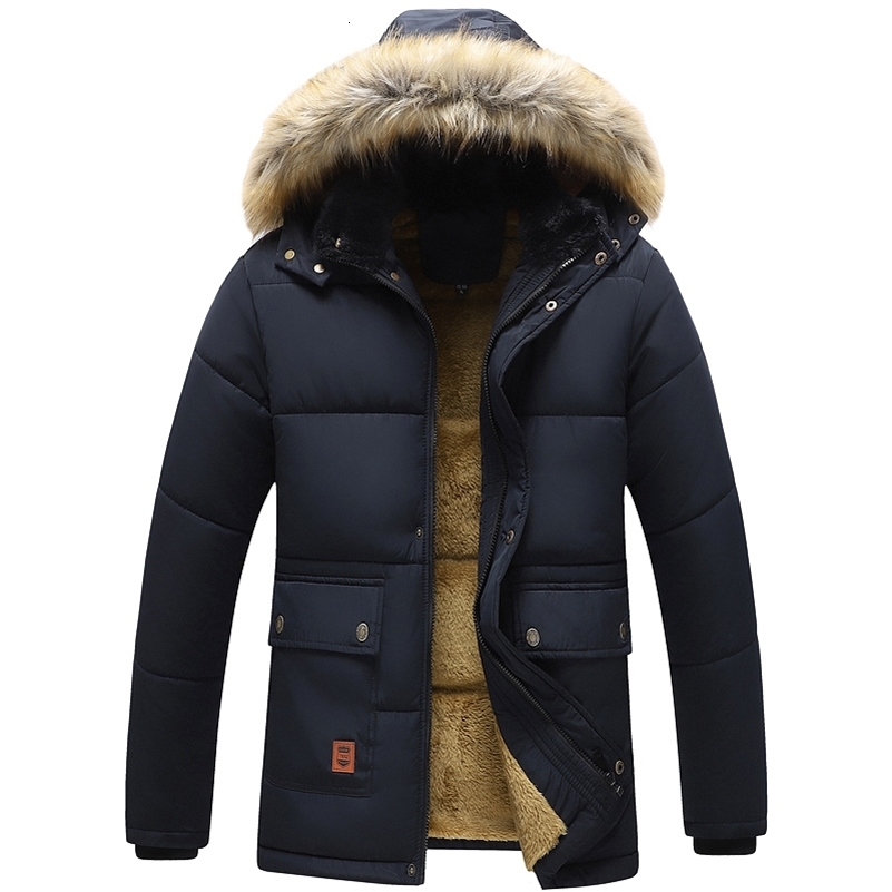Men 2025 Winter Windproof Fleece Warm Thick Jacket Parkas Coat Men Fashion Hooded Fur Collar Jacket Classic Casual Parka Men 251028