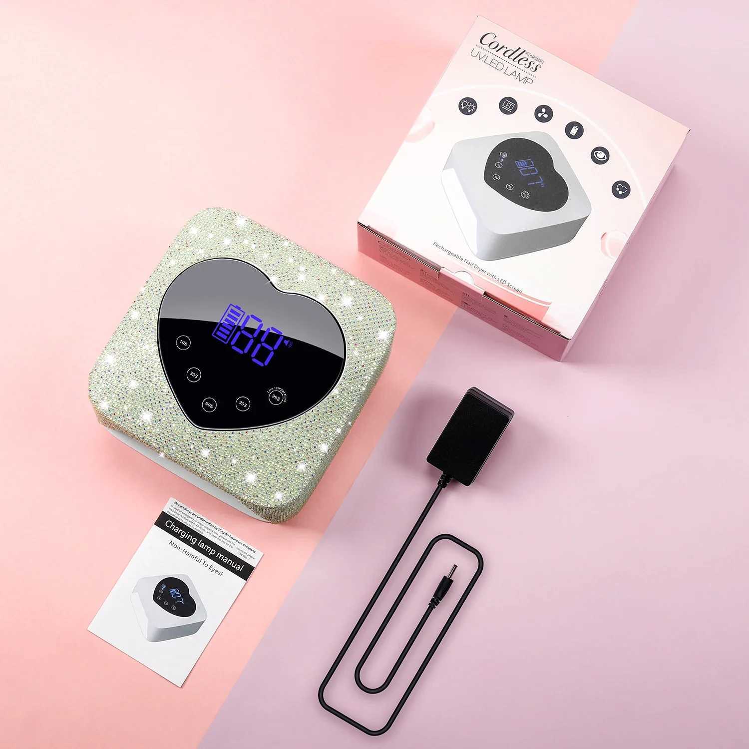 Professional Rechargeable 72W 30LEDs UV LED Portable Cordless UV LED Nail Lamp with 5 Timer Setting and Smart Sensor Nail Dryer J251115