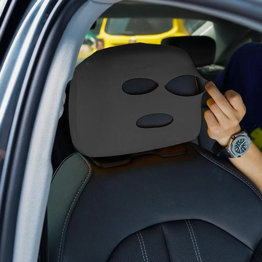 3hole Car Seat Headrest Full Face Cover Ski Mask Hat Anti Ash Protection For Car Interior Seats Funny Cover Decoration 251029