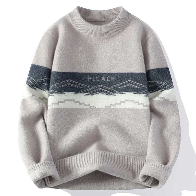 Classic Color Blocking Casual Knitted Sweater Mens Pullover 2025 Warm and Casual Fashion Autumn Winter Elegant Commuting Top J251029