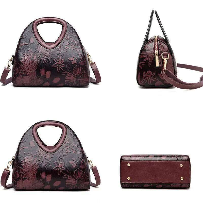 Leather Handbags Female Ladies Hand Hobos Mother Shoulder Bag Chinese Style Crossbody Bags For Women Sac A Main