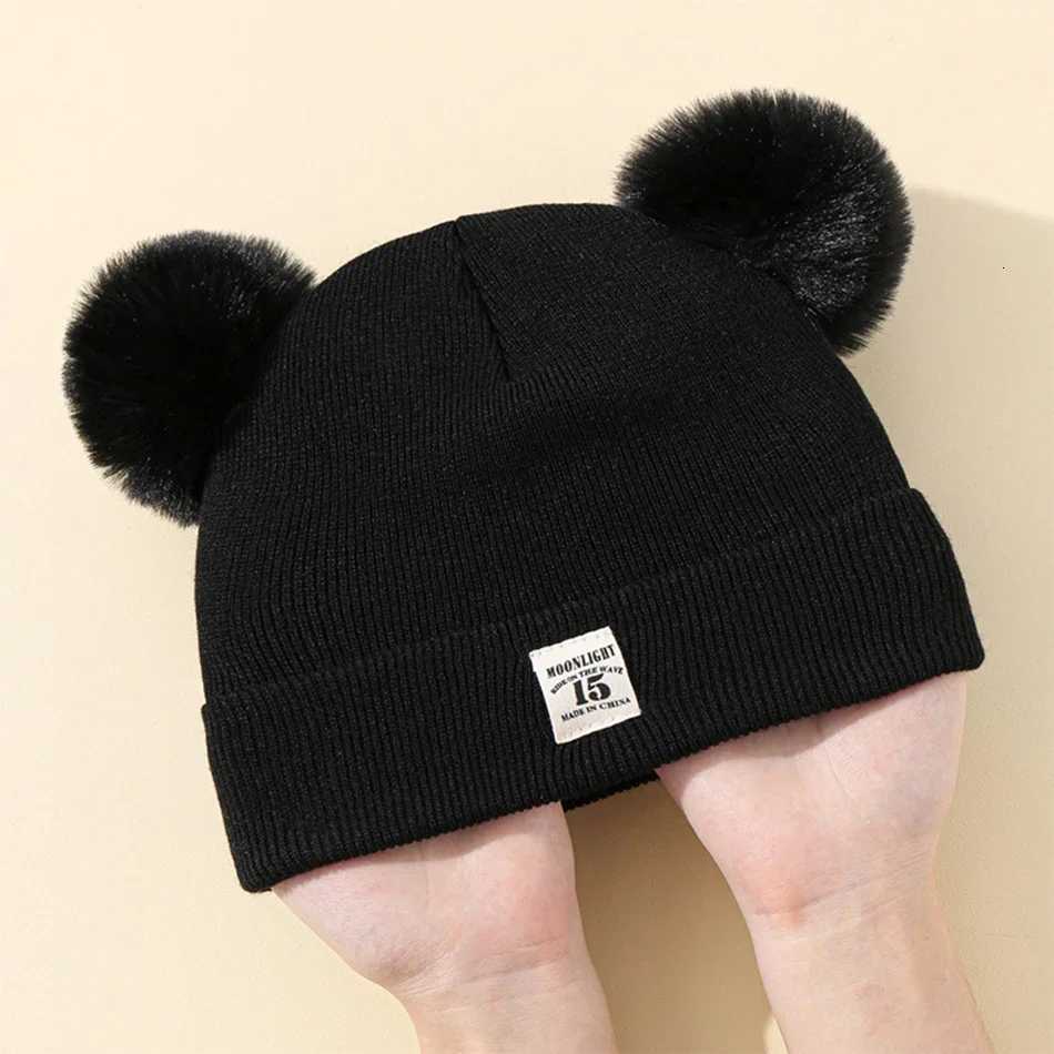 Winter Baby Hats Warm Knitted Kids Hats with Pom Newborn Beanie Hat Solid Color Children Hat for Boys Girls Babies Accessories251028