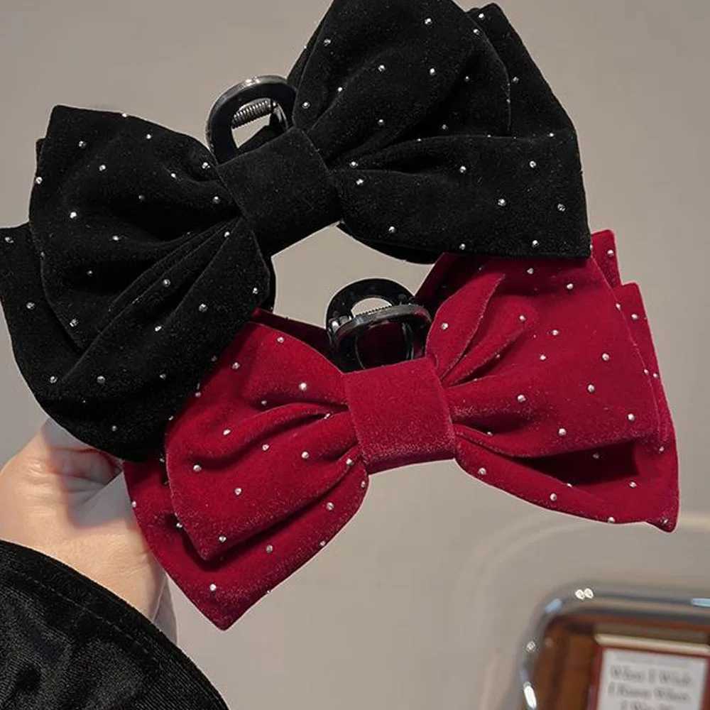 Bow Hair Clips Large Claw Crab Hair Accessories Flash Velvet Hair Clips For Hair French Hairpin Hair Volume Clip Advanced 2025W251028