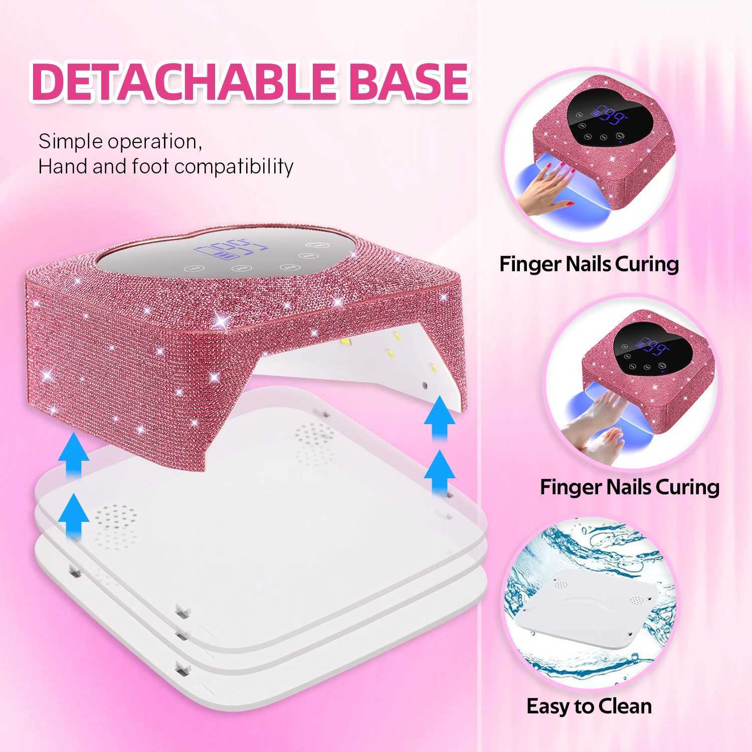 Rechargeable UV LED Nail Lamp 72W Cordless UV Light for Nails With Rhinestone Heart Shaped Manicure Pedicure Machine Nail Tools J251117