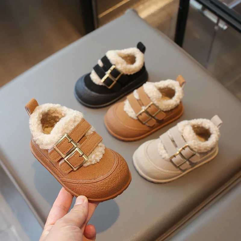 2024 Children Plush Warm Shoes for Girl Winter New Fashion Korean Style Soft Thick Sole Antislippery Versatile Chic Casual Shoes C260130