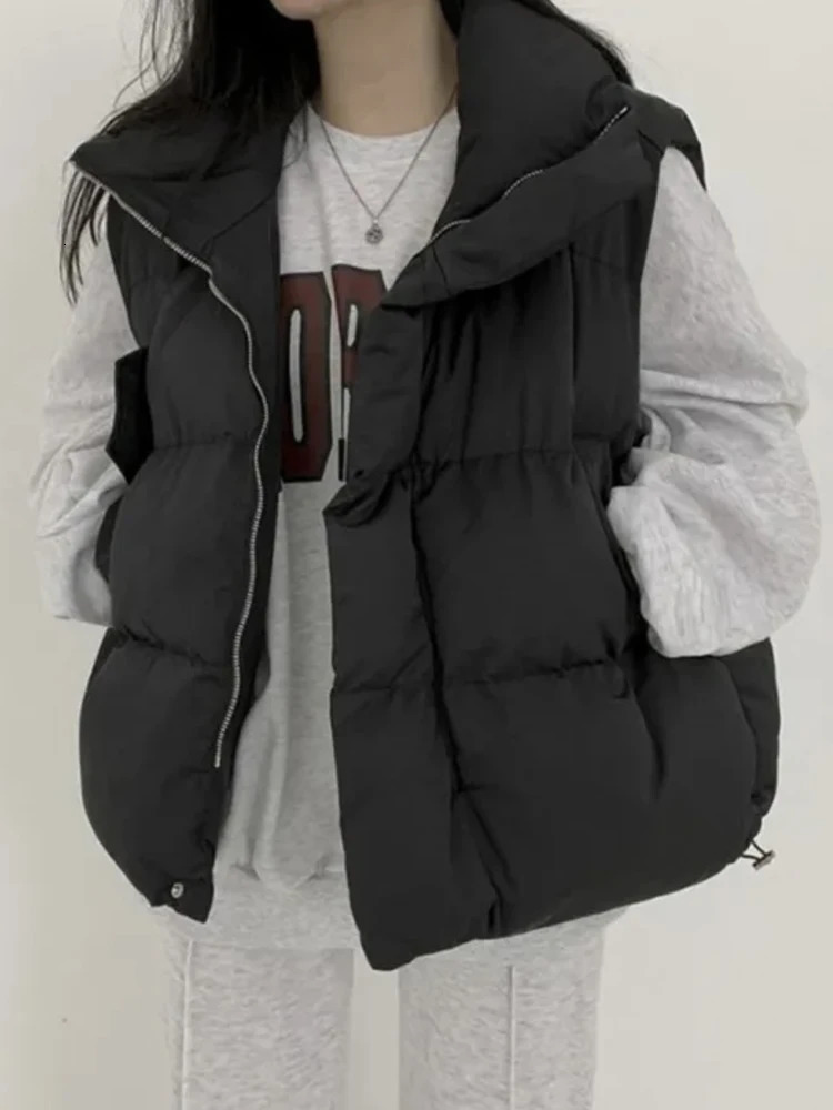 Ele Cotton Vest Outerwear Womens Autumn Winter Sle Stand Collar Svel oulder Pad Warm Loose Cotton Jaet 251029