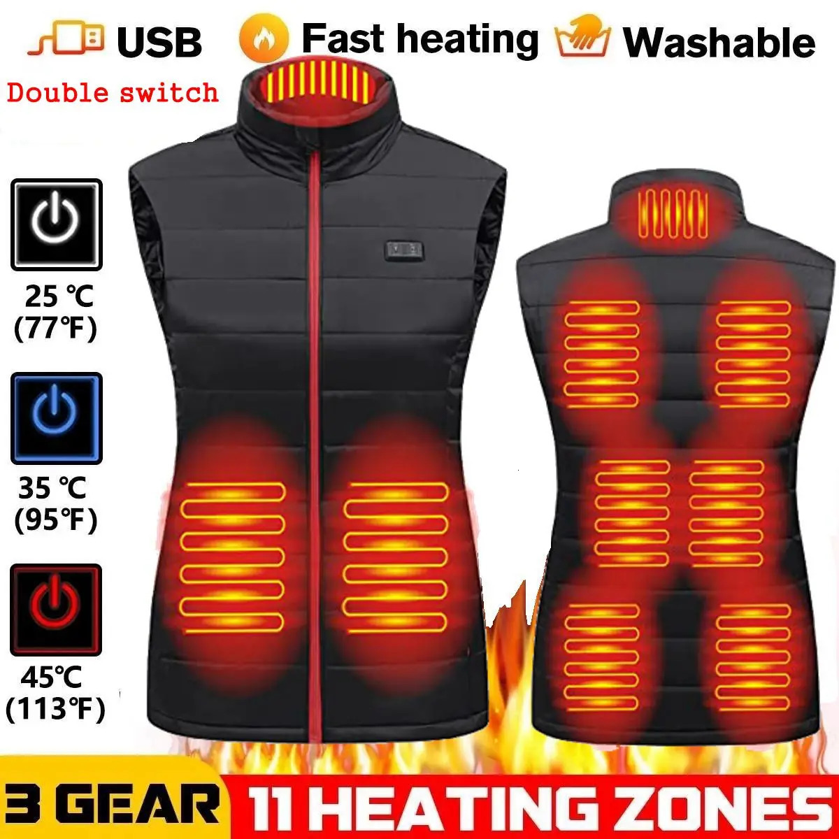 Women Heated Vest Electric Heated Jackets Women Sportswear Heated Coat Graphene Heat Coat USB Heating Jacket For Camping 251029