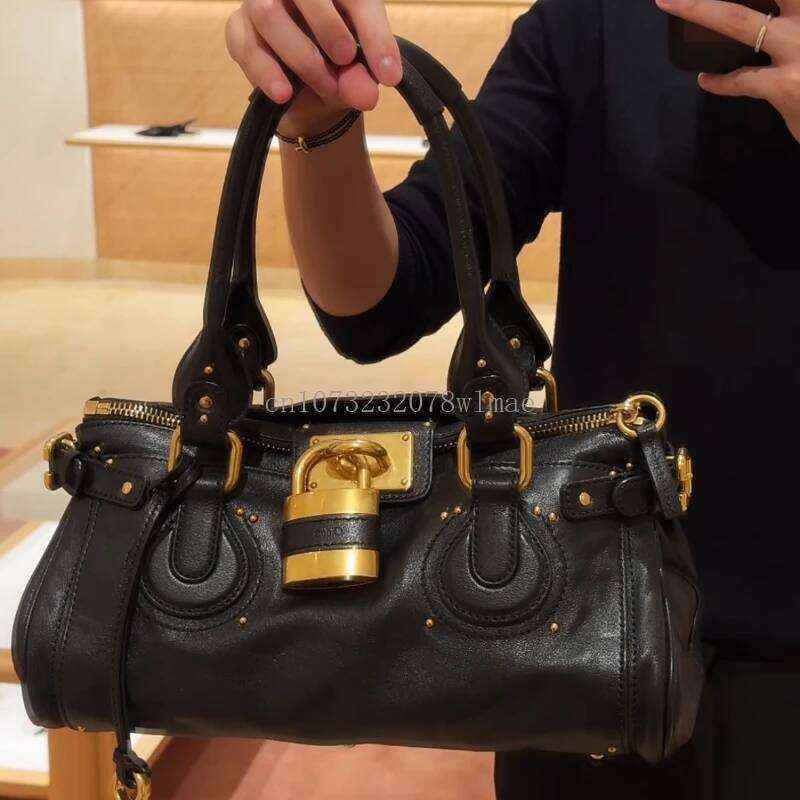 Designer Lock Buckle Tote Vintage Women Boston Hobo Large Capacity Commuting Shoulder Bag Ladies Female Handbag