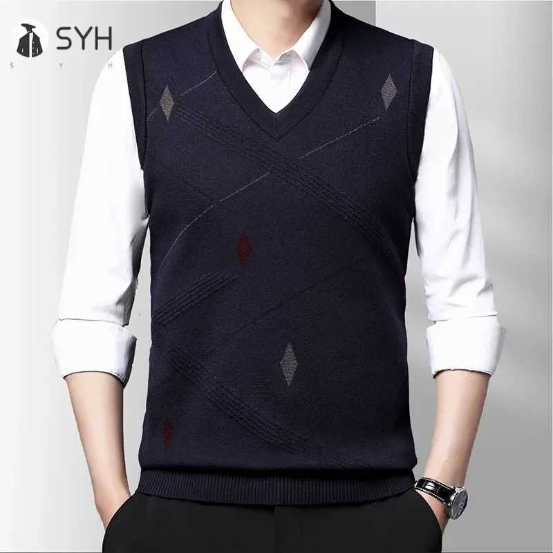 Mens Thickened Casual Sweater Tank Top Autumn and Winter Warm Mens Vest W251029