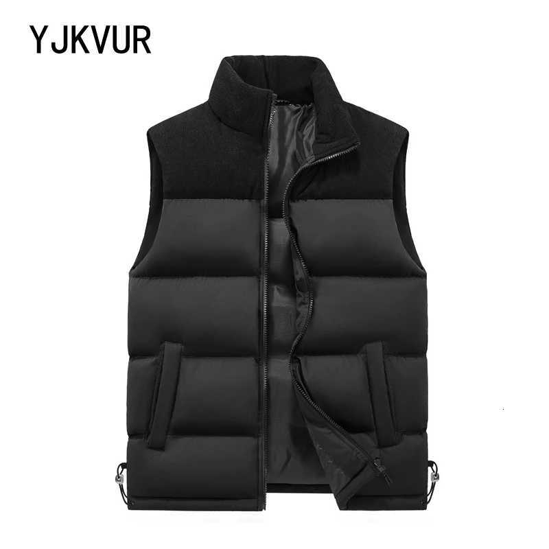 YJKVUR Autumn Winter New Unisex Windproof Vest Men Jacket Sleeveless Casual Coat Down Cotton Warm Thicken Waistcoat Thick Gilet W251029