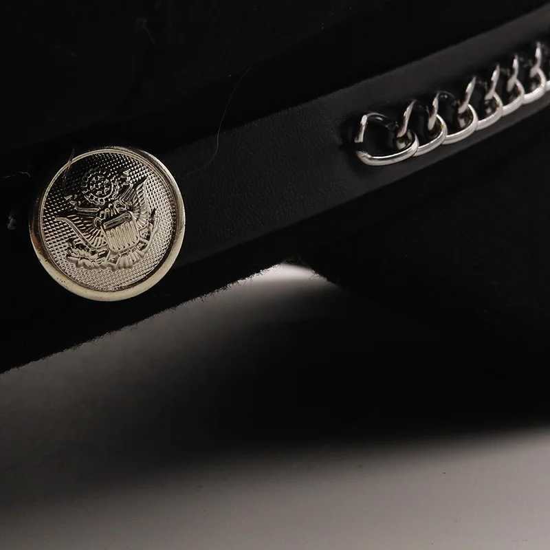 utumn Winter Chain Black Military Berets for Women Female Flat Army Cap Salior Hat Girl Travel Berets Ladies Painters Cap