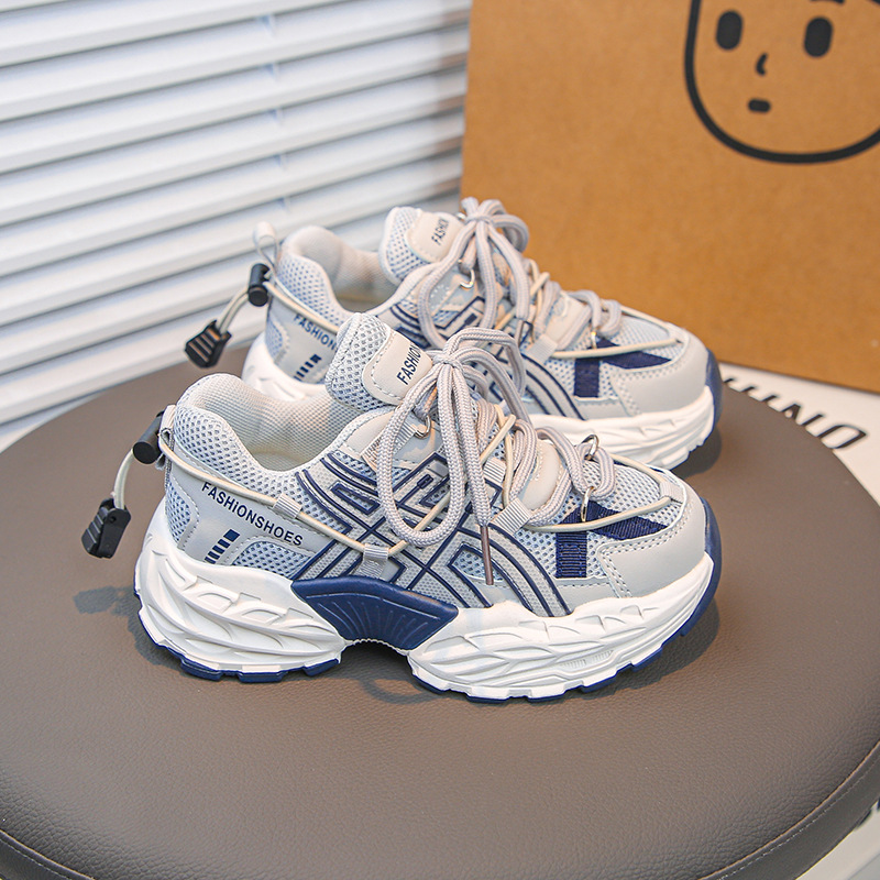 New design Shoes Children's Shoes Sports Shoes 2025 Spring and Autumn New Style Leather Mesh Breathable Boys' soft-soled Girls' Shoes T