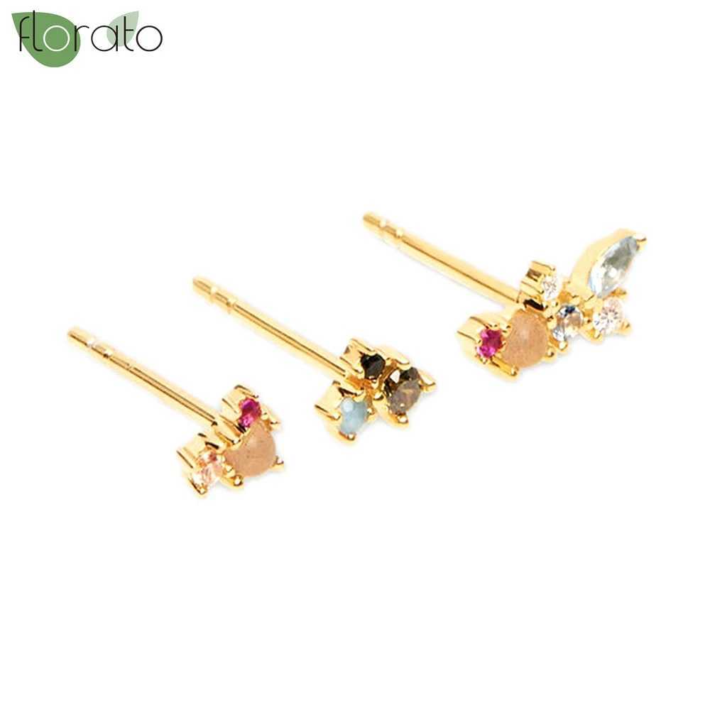 925 Sterling Silver Needle Fashion Heart Earrings for Women Shiny Colorful Crystal Stud Earring Party Premium Luxury JewelryW251029