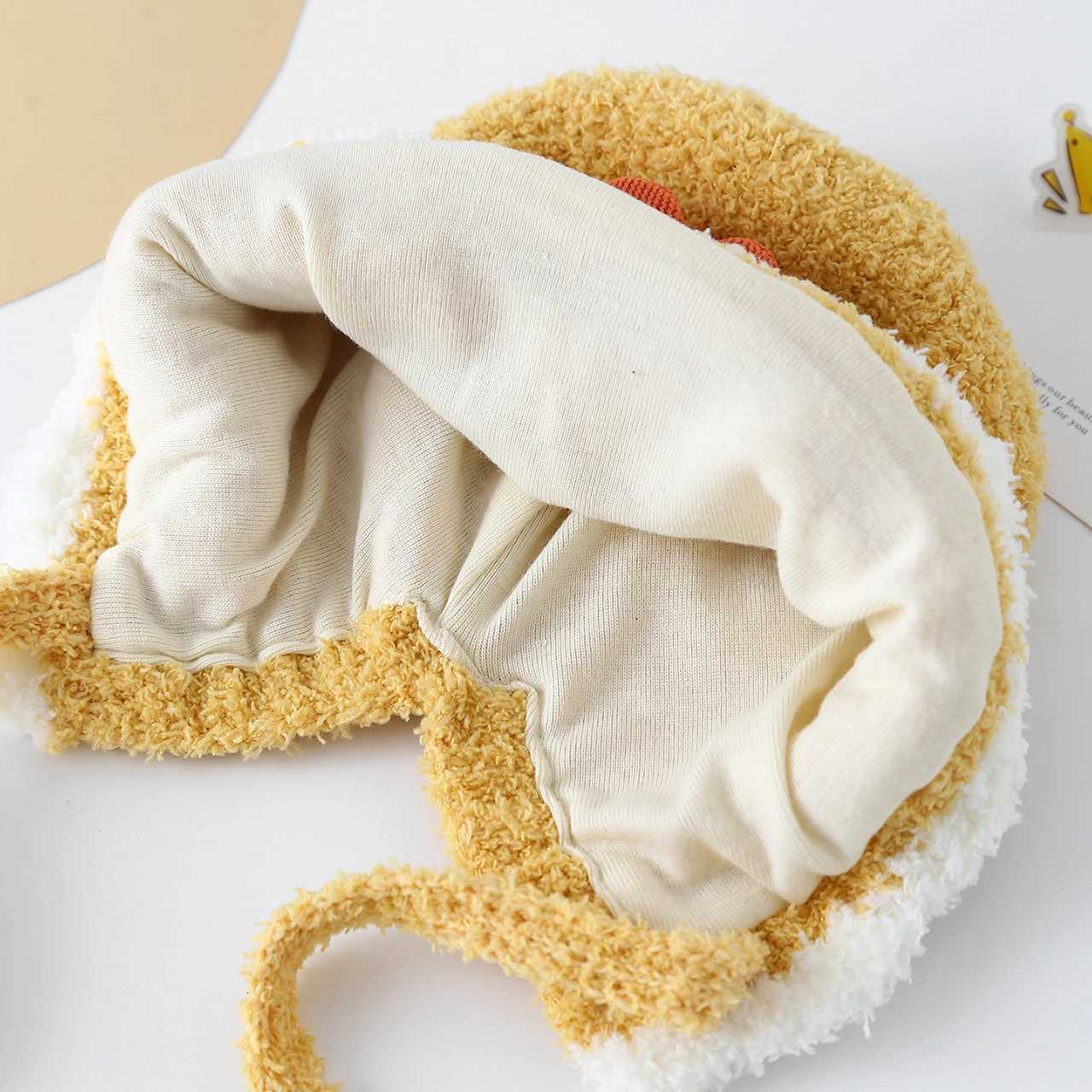 Winter Warm Ear Protection Cap Cute Animal Thicken Kids Lacing Hat Outdoor Coldproof Toddler Knitted Baby Earmuffs Beanie251028