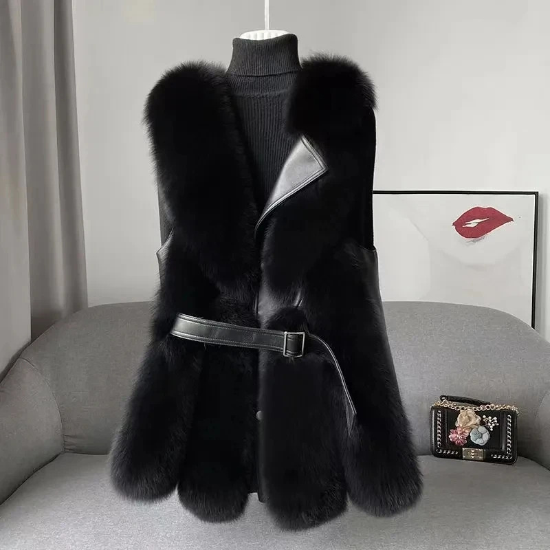 High fox fur vest for Women Slim Versatile Highend Fashion Young Warm Sleeveless Coat AutumnWinter 251027