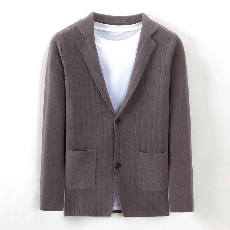 Top Quality ner Casual Fashion Striped Slim Fit Night Mens Knitted Blazer Suite Jacket Elegant Clothing 251028