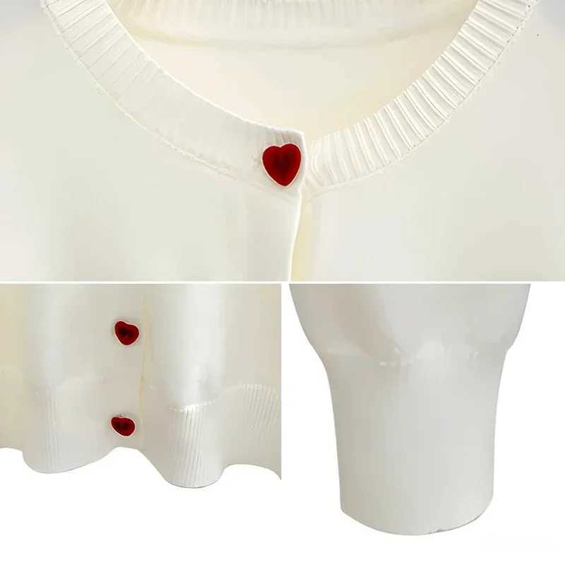 2025 Bow Embroidery Knitted Cardigan Women ONeck Single Breasted Heart Button Sweater Korean Casual Solid Tops Woman Clothes 45T251028