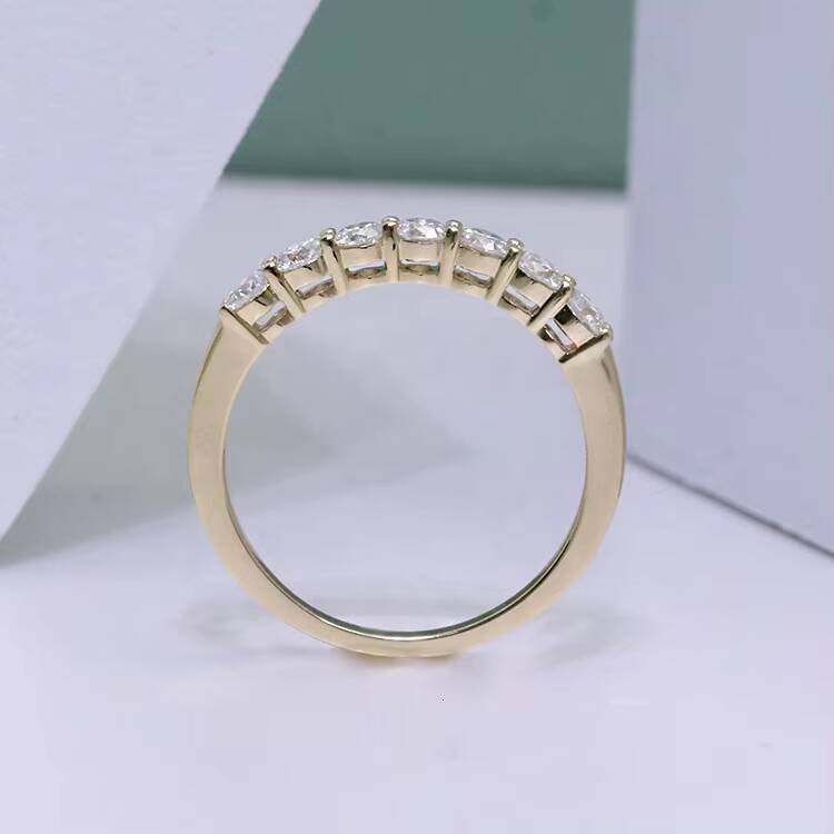 Custom Pure 18K 14K 10K 9K Real Yellow Gold Engagement Band Ring Round Brillant Cut D VVS1 Moissanite Wedding Ring for Women