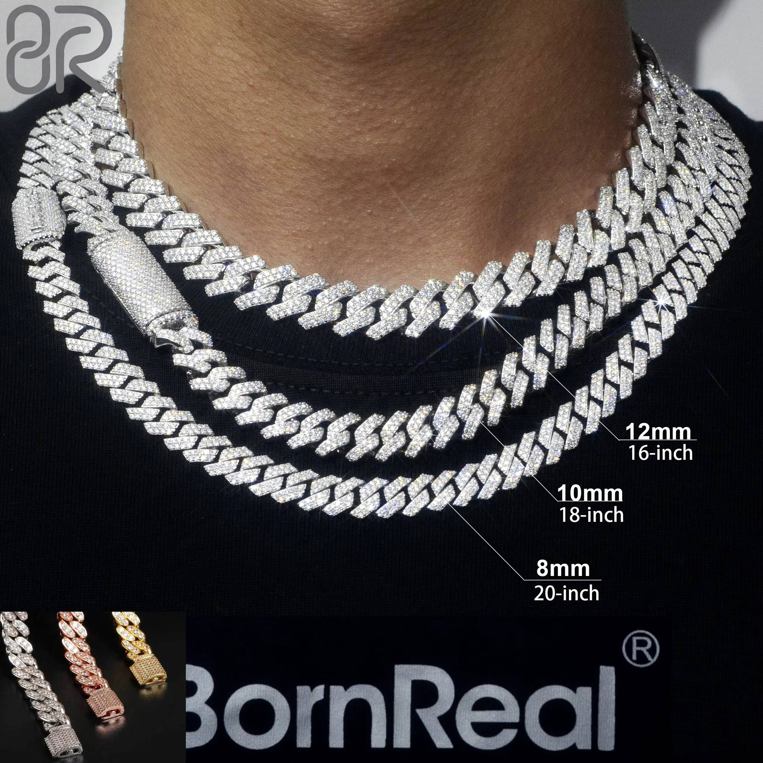 6mm 18 VVS Moissanite Cuban Necklace Fast Shipping Iced Out 925 Sterling Silver Link Chain Hip Hop Jewelry