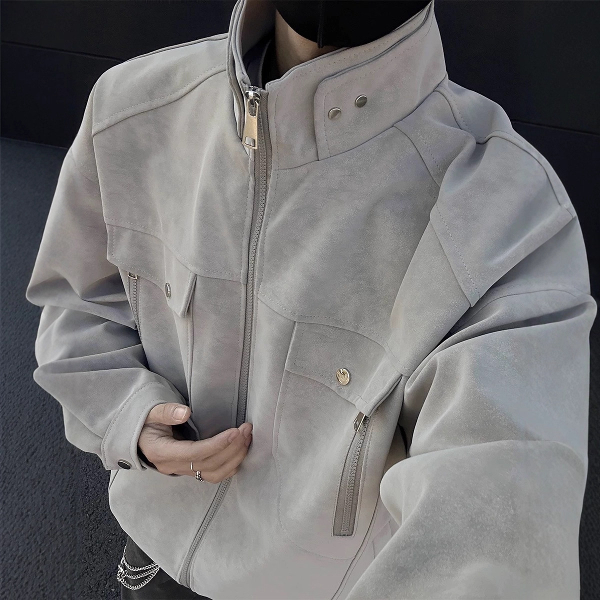 American Designer Jacket Street Style Motorcycle Leather Jacket For Men 2025 Autumn New Loose Casual Turn-down Collar Coat