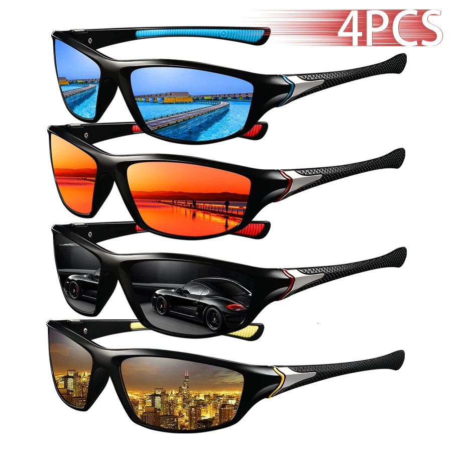 4 PCS Fashion Vintage Driving Fishing Cycling Sports Sunglasses Men Women Running Mountaineering Sport Sun Glasses UV400 Eyewear 251013