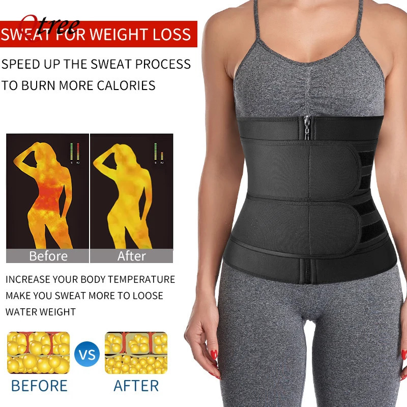 Qtree Waist Trainer Plus Size for Women Sports Girdle Corset Slimming Belly Body Shaper Sweat Trimmer Belt Slimmer Weight Loss 251029