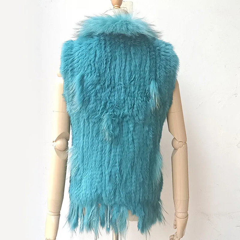 HSPL Sleeveless Women Fashion Fur Vest Knit Waistcoat For Lady Spring Real Rabbit Female Vests Black 251027