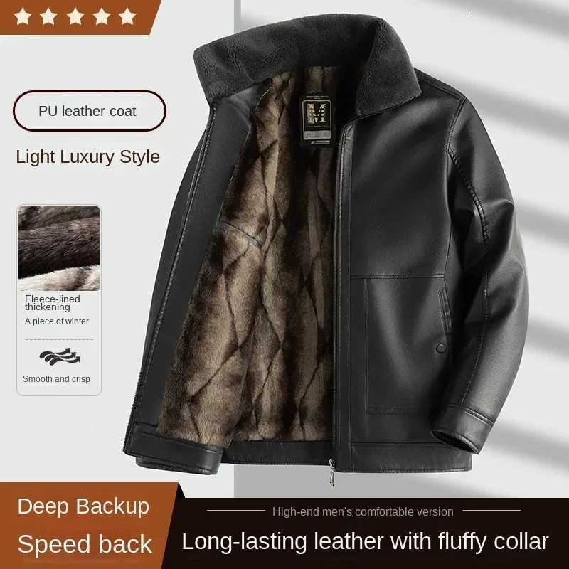 Plush and Thickened Mens Leather Jacket Removable Lining Jackets Man Motorcyclist Jacket Man Casual 2024 New in CoatsT251029