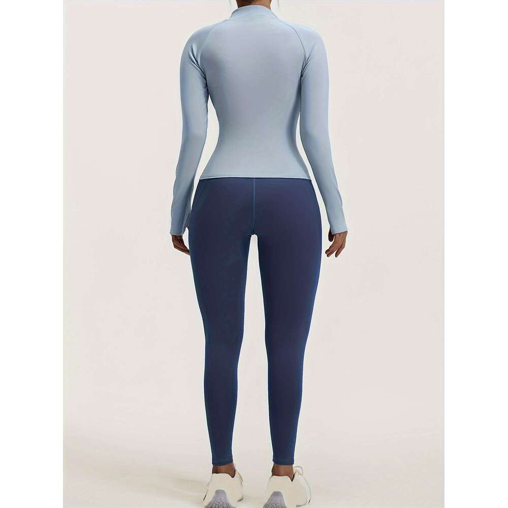 4pcs Women'S Wear Workout Set with Zipper Jacket Leggings Sports Bra Euro Size for Running Fiess And Yoga