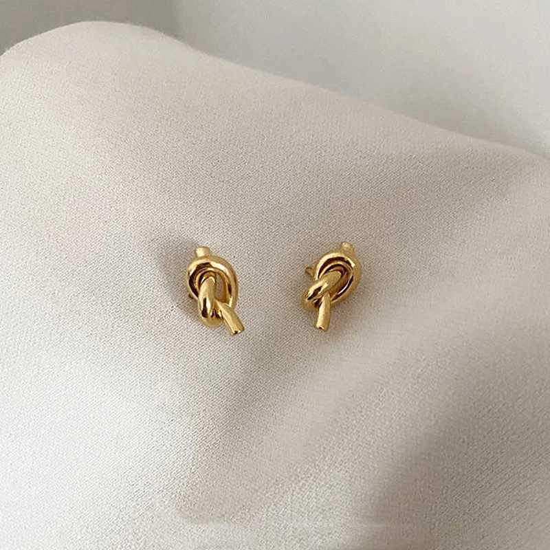 Luxury Creative Small Knotted Stud Earrings Temperament Twist Design Trendy Ear Accessories Women Statement JewelryW251029