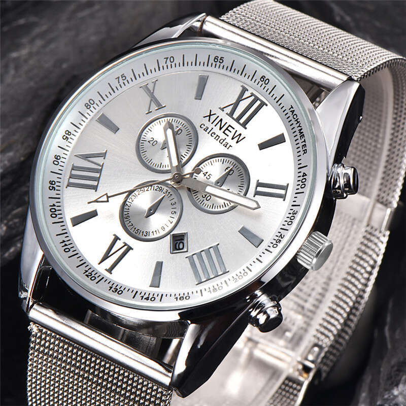 Brand Men's New Calendar Quartz Stainless Steel Strap Watch