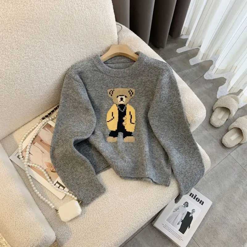 Fashionable and Cute Loose Round Neck Pullover Sweater for Women in Autumn and Winter New Casual Versatile Knitted Sweater J251029